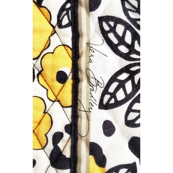 Vera Bradley GO WILD lined Makeup Cosmetics Bag Pouch yellow & black flowers - Picture 3 of 7